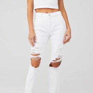 Women's White Distressed Pistola Jeans Size 27